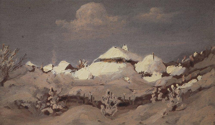 Winter. Spots of Light on Cottage Roof by Arkhyp Kuindzhi — hand-painted landscape oil painting reproduction on canvas