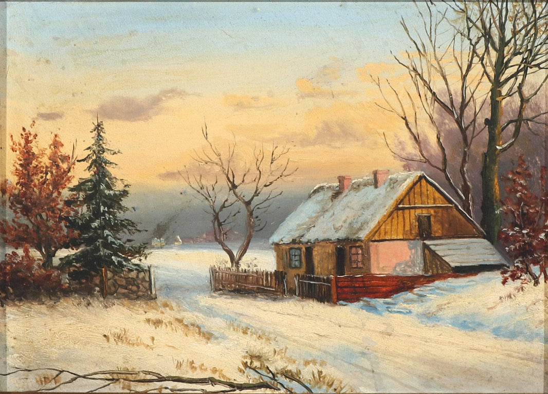 Winterscape by Otto Bache — hand-painted landscape oil painting reproduction on canvas