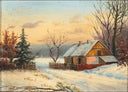 Winterscape by Otto Bache — winter oil painting wall art
