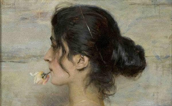 With the rose between the lips