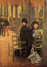 Without A Dowry, aka Sunday In the Luxembourg Gardens by James Tissot — hand-painted botanical oil painting reproduction on canvas