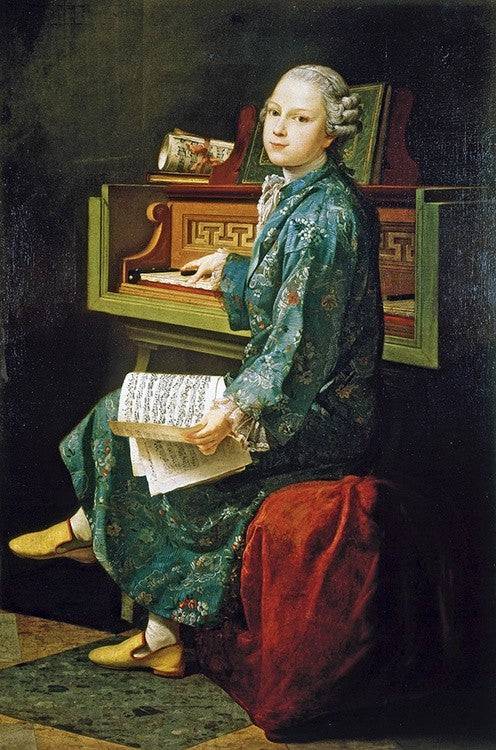 Wolfgang Amadeus Mozart in 1767 by Joseph Duplessis, hand-painted portrait oil painting reproduction on canvas