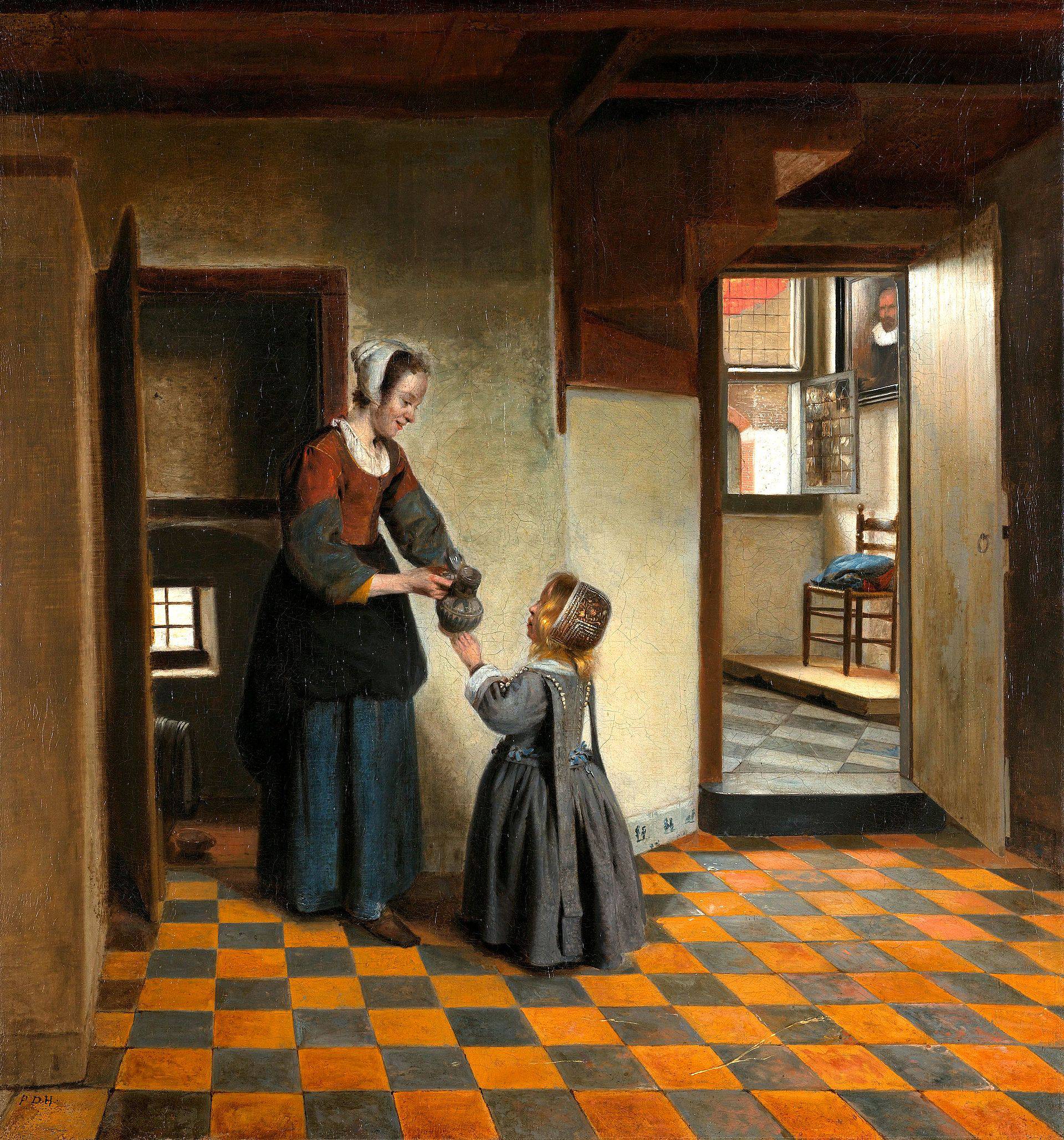 Woman and a Child in a Pantry - Pieter de Hooch