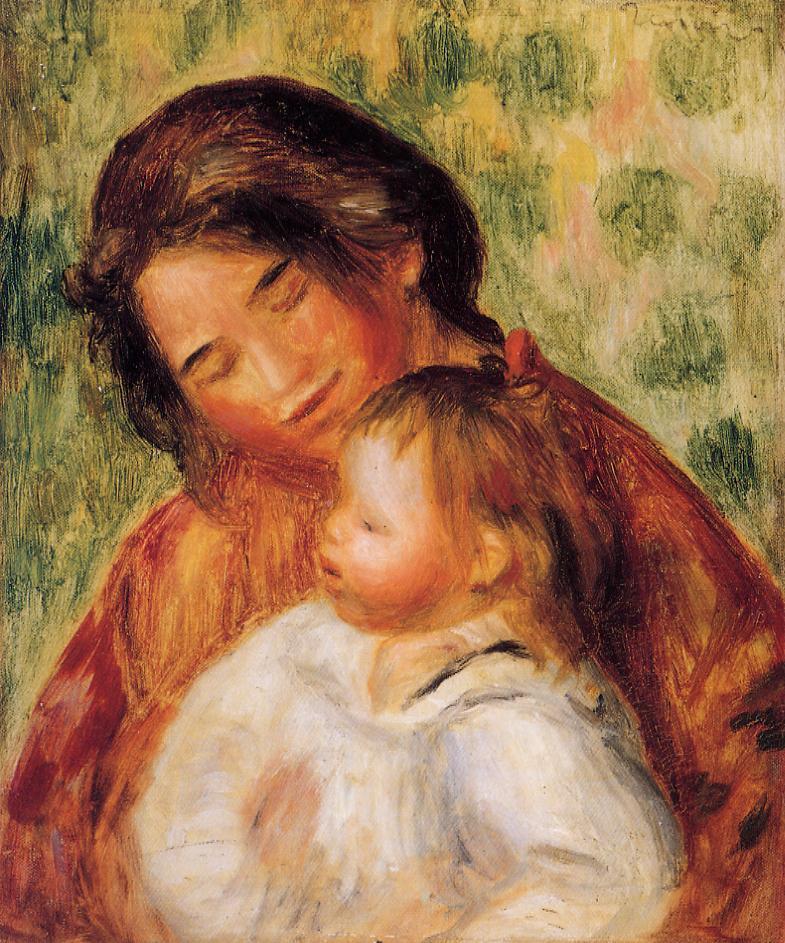 Woman and Child by Pierre-Auguste Renoir — hand-painted portrait oil painting reproduction on canvas