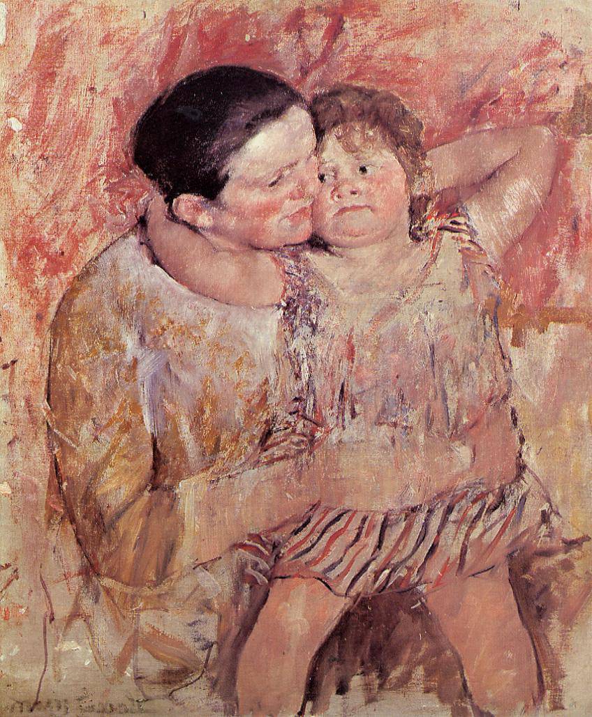 Woman and Child by Mary Cassatt, hand-painted portrait oil painting reproduction on canvas