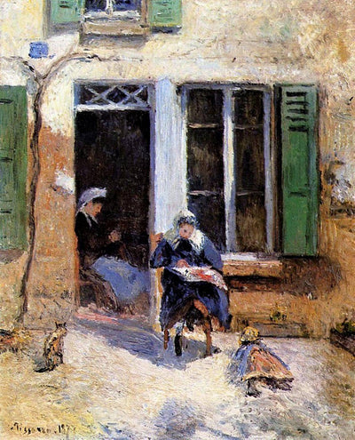 Woman and Child Doing Needlework in master bedroom