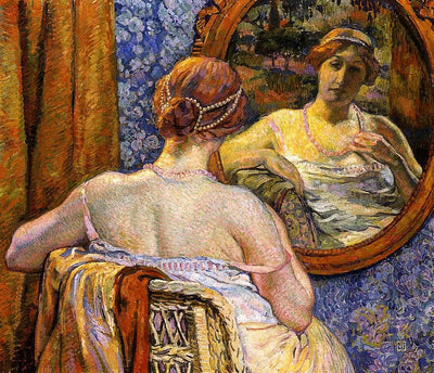 Woman at a Mirror in dining room