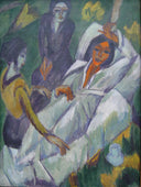Woman at Tea Time: Sick Woman by Ernst Ludwig Kirchner — seascapes oil painting wall art, Expressionism