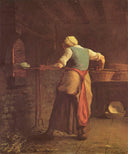Woman baking bread by Jean-Francois Millet — hand-painted landscape oil painting reproduction on canvas