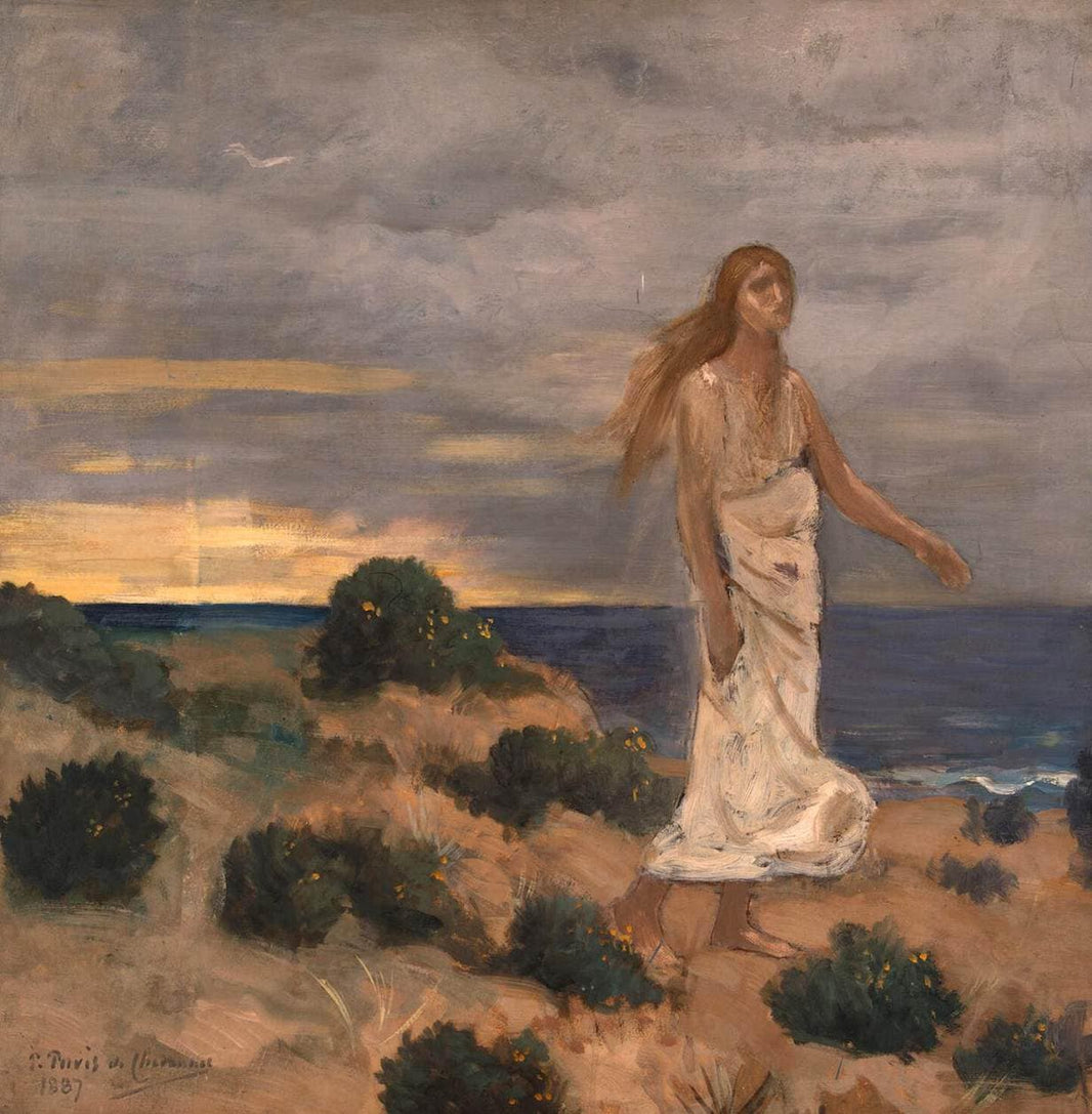 Woman by the Sea by Pierre Puvis de Chavannes — hand-painted landscape oil painting reproduction on canvas