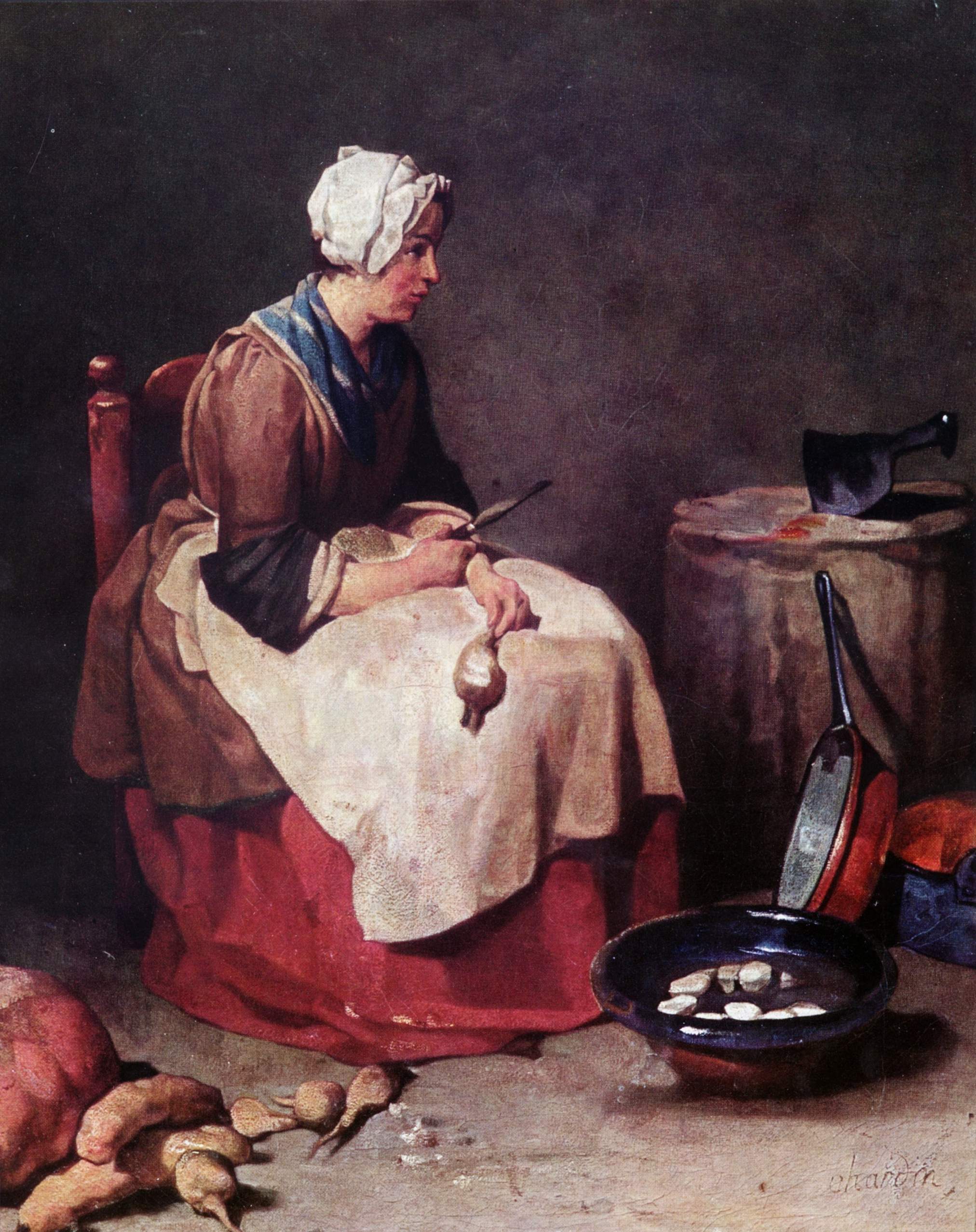 Woman Cleaning Turnips - Jean-Baptiste-Simeon Chardin