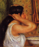 Woman Combing Her Hair by Pierre-Auguste Renoir — female oil painting wall art, Impressionism