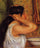 Woman Combing Her Hair in dining room