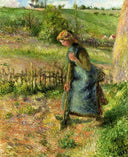 Woman Digging by Camille Pissarro — vintage oil painting wall art, Impressionism