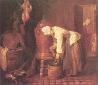 Woman Drawing Water from an Urn by Jean-Baptiste-Simeon Chardin — hand-painted portrait oil painting reproduction on canvas