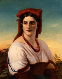 Woman from Ciociaria with red veil by Elisabeth Jerichau-Baumann — hand-painted portrait oil painting reproduction on canvas
