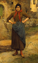 Woman from Gabbro standing by Silvestro Lega — female oil painting wall art, Realism