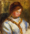 Woman in a Blue Blouse by Pierre-Auguste Renoir — hand-painted portrait oil painting reproduction on canvas