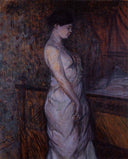 Woman in a Chemise Standing by a Bed (Madame Poupoule) by Henri de Toulouse-Lautrec — hand-painted portrait oil painting reproduction on canvas