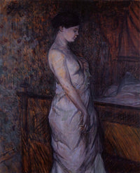 Woman in a Chemise Standing by a Bed (Madame Poupoule) by Henri de Toulouse-Lautrec — hand-painted portrait oil painting reproduction on canvas
