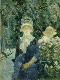 Woman in a Garden by Berthe Morisot — hand-painted portrait oil painting reproduction on canvas