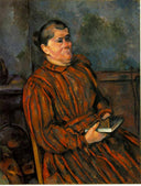 Woman in a Red Striped Dress by Paul Cezanne — hand-painted portrait oil painting reproduction on canvas
