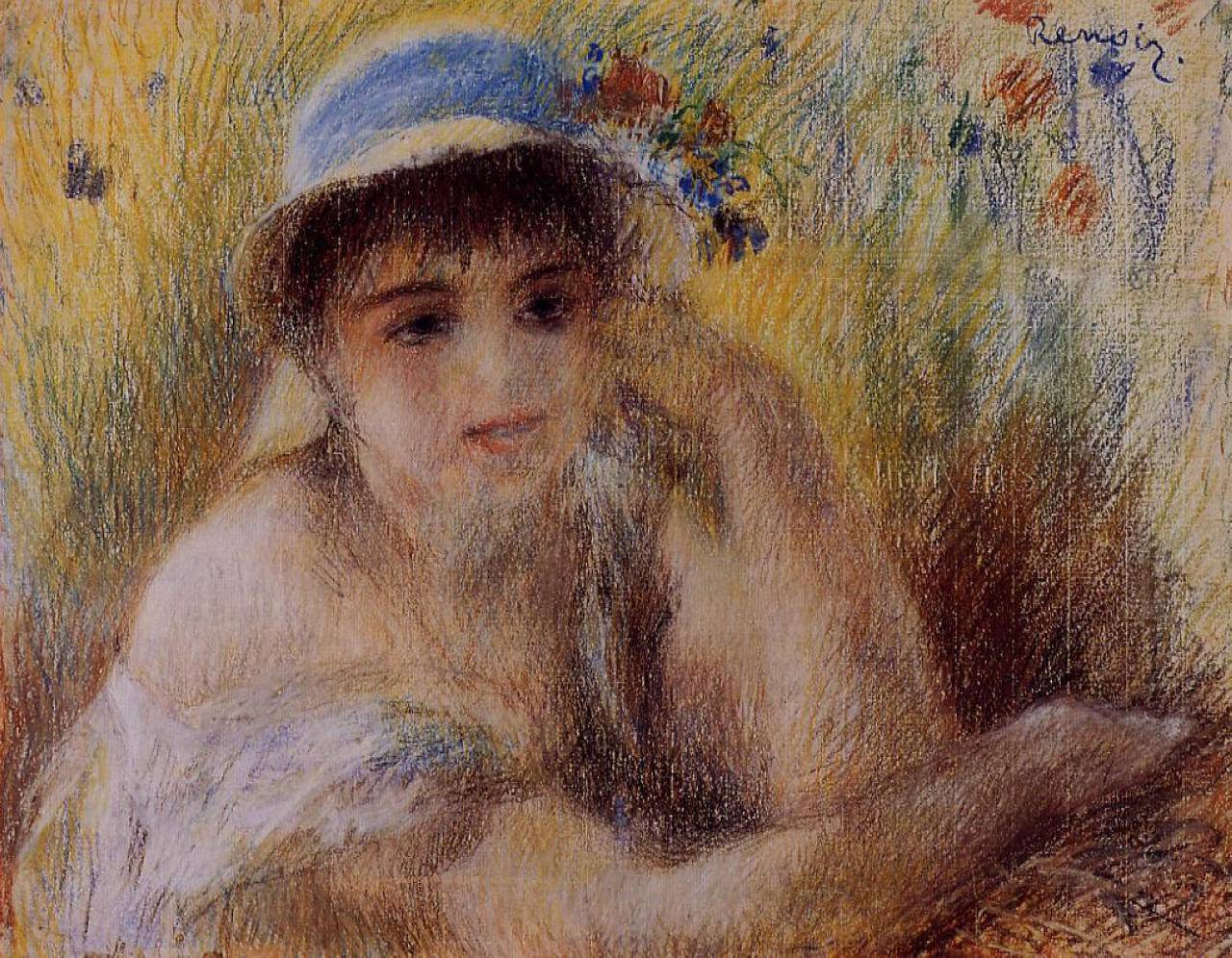 Woman in a Straw Hat - Pierre-Auguste Renoir