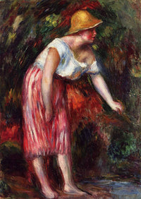Woman in a Straw Hat by Pierre-Auguste Renoir — hand-painted portrait oil painting reproduction on canvas