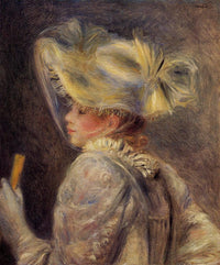 Woman in a White Hat by Pierre-Auguste Renoir — hand-painted portrait oil painting reproduction on canvas