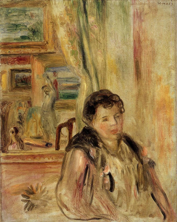Woman in an Interior by Pierre-Auguste Renoir — hand-painted portrait oil painting reproduction on canvas