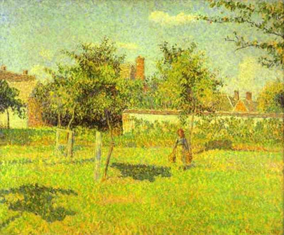Woman in an Orchard, Spring Sunshine in a Field, Eragny in master bedroom