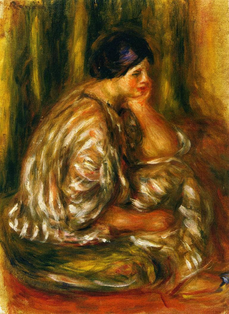 Woman in an Oriental Costume by Pierre-Auguste Renoir — hand-painted portrait oil painting reproduction on canvas
