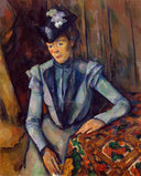 Woman in Blue. Madame Cezanne by Paul Cezanne — female oil painting wall art, Post Impressionism