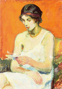 Woman in her Petticoat by Magnus Enckell — female oil painting wall art, Expressionism
