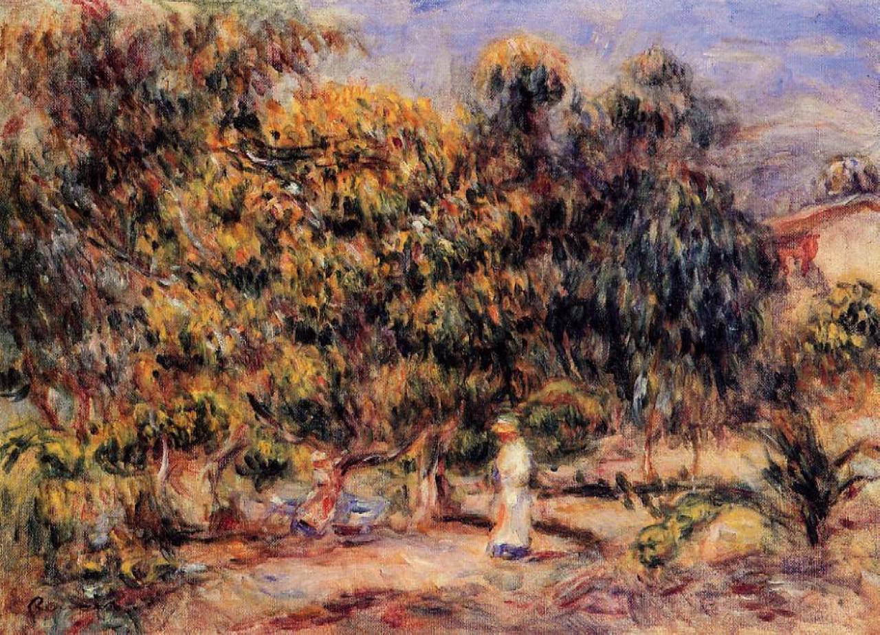 Woman in White in the Garden at Colettes - Pierre-Auguste Renoir