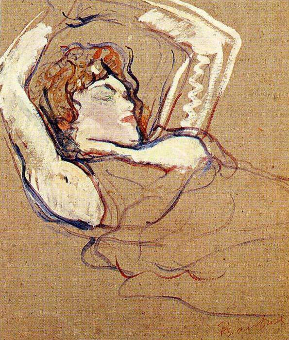 Woman Lying on Her Back, Both Arms Raised - Henri de Toulouse-Lautrec