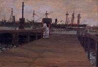 Woman on a Dock by William Merritt Chase — hand-painted architectural oil painting reproduction on canvas