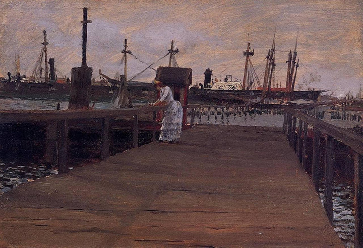 Woman on a Dock by William Merritt Chase — hand-painted architectural oil painting reproduction on canvas
