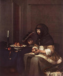 Woman Peeling Apple by Gerard Terborch — hand-painted portrait oil painting reproduction on canvas
