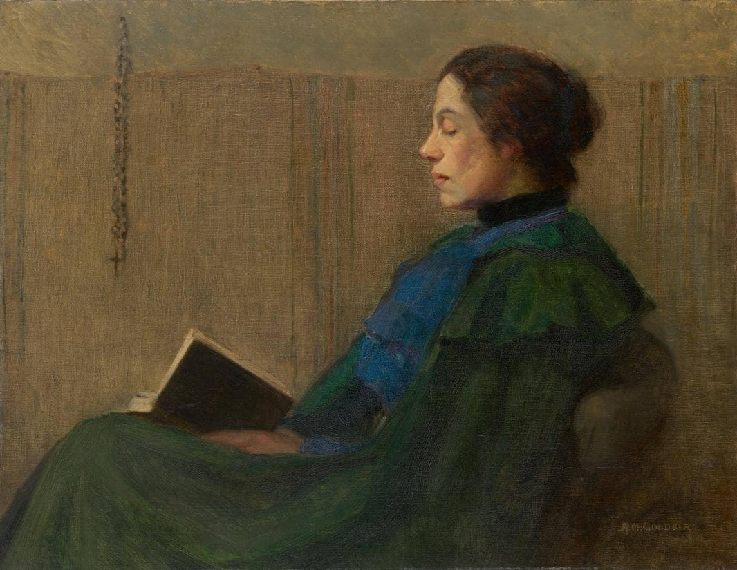 Woman Reading by Agnes Goodsir — hand-painted portrait oil painting reproduction on canvas