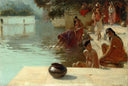 Woman's Bathing Place I Oodeypore, India by Edwin Lord Weeks — seascapes oil painting wall art, Orientalism