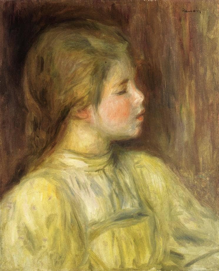 Woman`s Head, The Thinker by Pierre-Auguste Renoir — hand-painted portrait oil painting reproduction on canvas