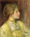 Woman`s Head, The Thinker by Pierre-Auguste Renoir — female oil painting wall art, Impressionism