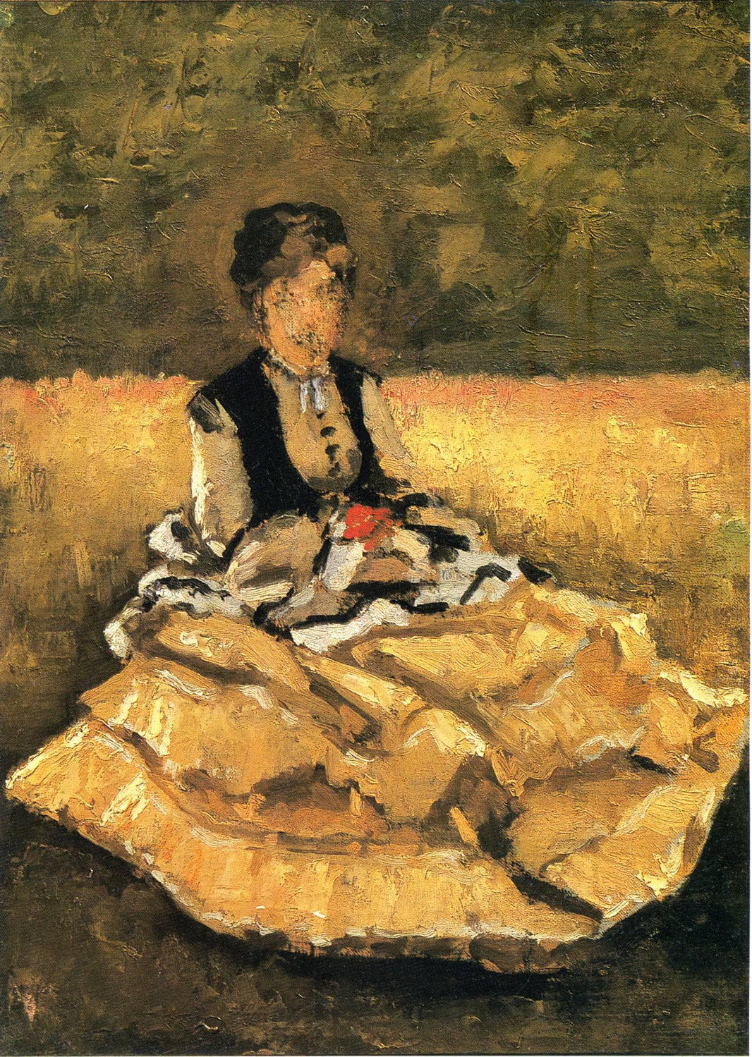 Woman Seated on the Lawn by Gustave Caillebotte — hand-painted portrait oil painting reproduction on canvas