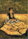 Woman Seated on the Lawn in hallway