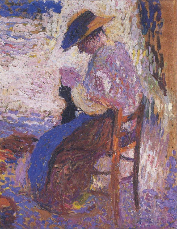 Woman sewing - Henri Martin