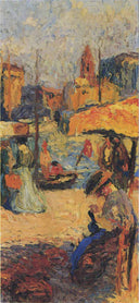 Woman Sitting in a Port by Henri Martin, ships oil painting wall art, Impressionism