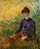 Woman Sitting in the Grass by Vincent van Gogh — hand-painted botanical oil painting reproduction on canvas