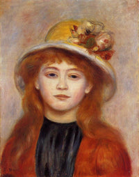 Woman Wearing a Hat by Pierre-Auguste Renoir — hand-painted portrait oil painting reproduction on canvas