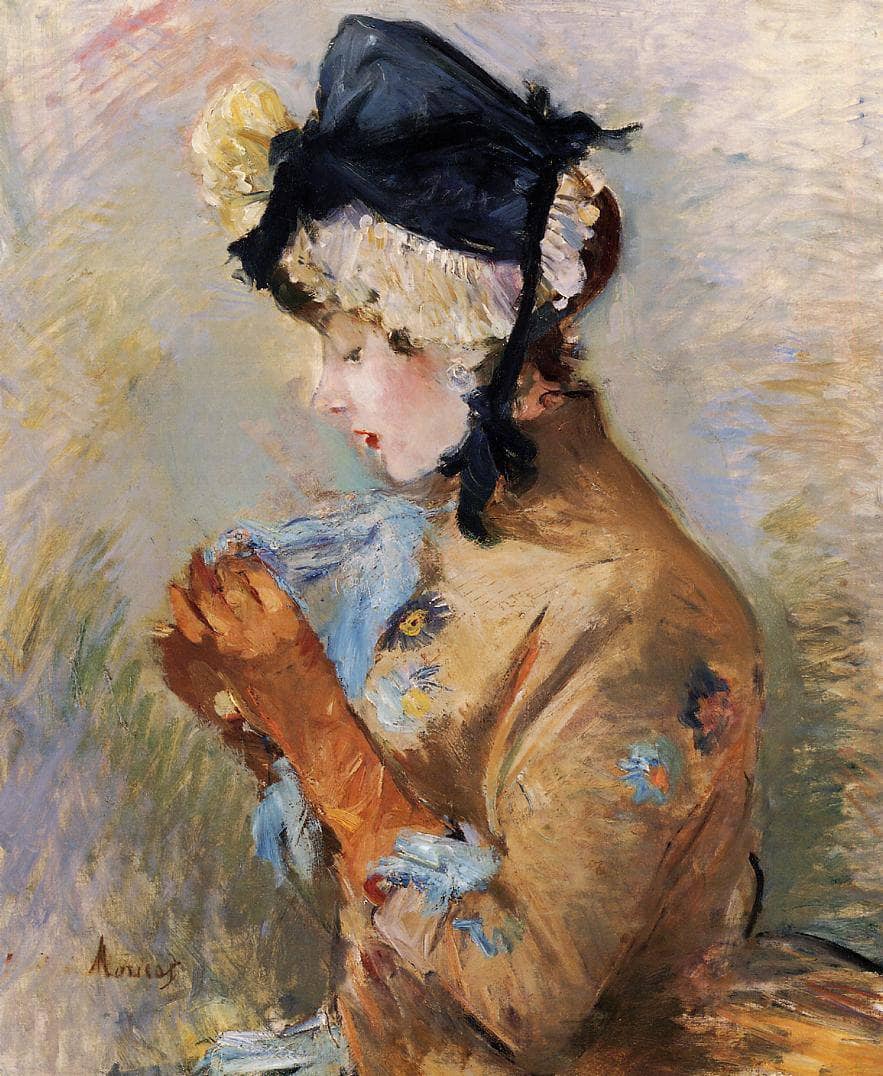 Woman Wearing Gloves (aka The Parisian) by Berthe Morisot — hand-painted portrait oil painting reproduction on canvas